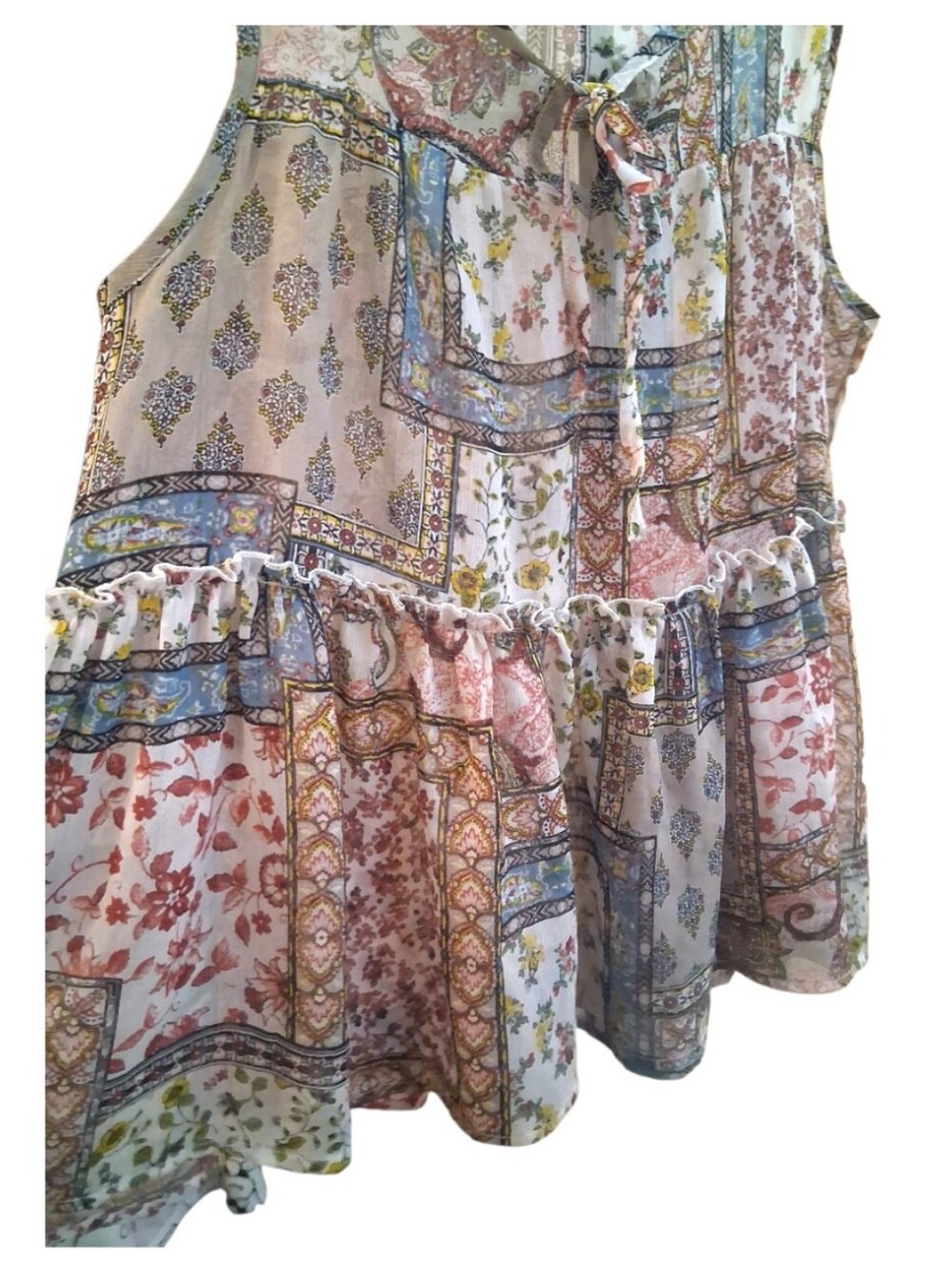 H.I.P Boho Festival Sleeveless Blouse Womens Size Large - Picture 3 of 5